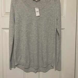 LOFT Heather Gray Knit Sweater